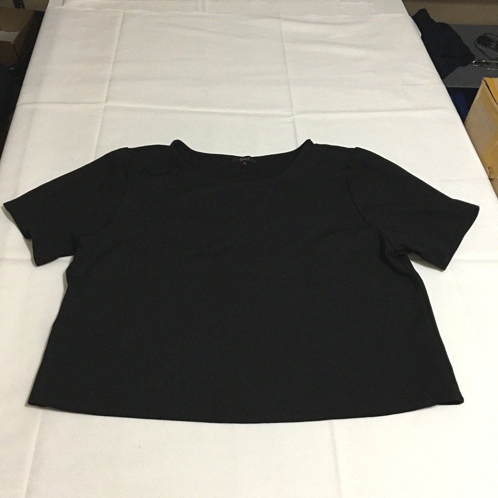 Quince Ponte Top Women XL Black Short Sleeve Boxy